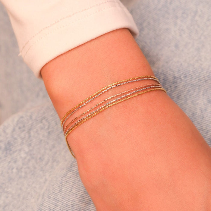 Tricolor Elegance Triple Tone-Plated 925 Sterling Silver Bracelet
