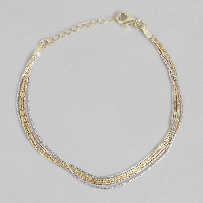 Tricolor Elegance Triple Tone-Plated 925 Sterling Silver Bracelet