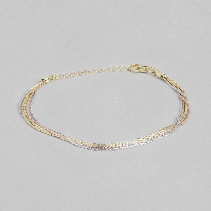 Tricolor Elegance Triple Tone-Plated 925 Sterling Silver Bracelet