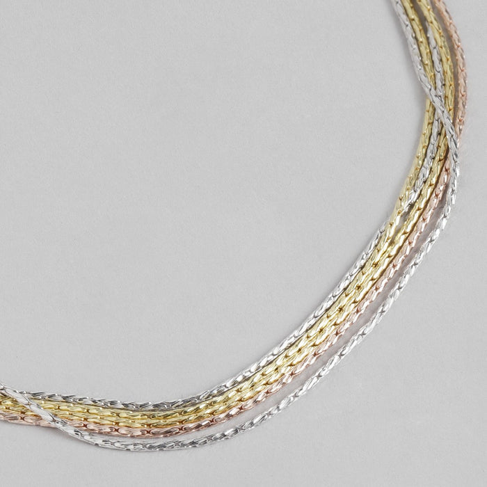 Tricolor Elegance Triple Tone-Plated 925 Sterling Silver Bracelet