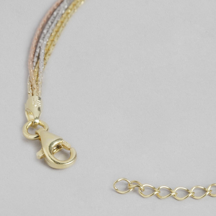Tricolor Elegance Triple Tone-Plated 925 Sterling Silver Bracelet