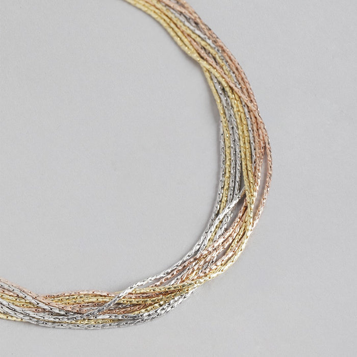 Tricolor Links Triple Tone-Plated 925 Sterling Silver Bracelet