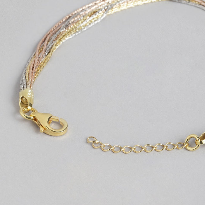 Tricolor Links Triple Tone-Plated 925 Sterling Silver Bracelet