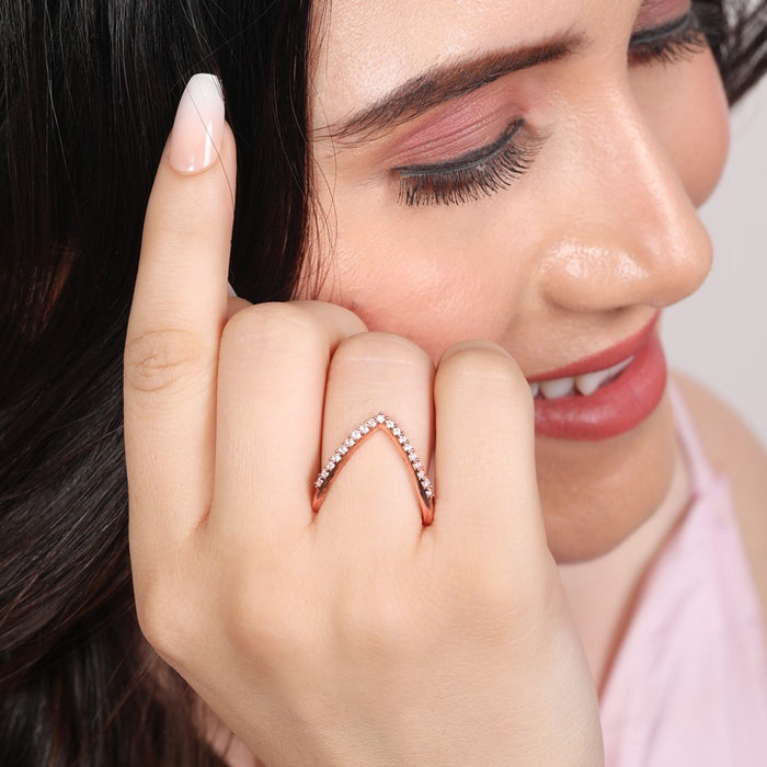 Tricolor Sparkle One Line CZ 925 Sterling Silver Vanki Rings