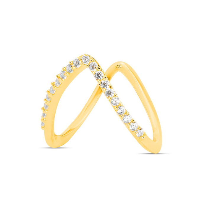 Tricolor Sparkle One Line CZ 925 Sterling Silver Vanki Rings