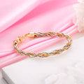 Tricolor Tapestry Triple Tone-Plated Weaved 925 Sterling Silver Bracelet
