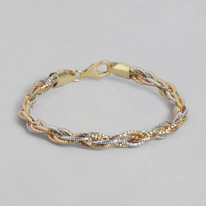 Tricolor Tapestry Triple Tone-Plated Weaved 925 Sterling Silver Bracelet