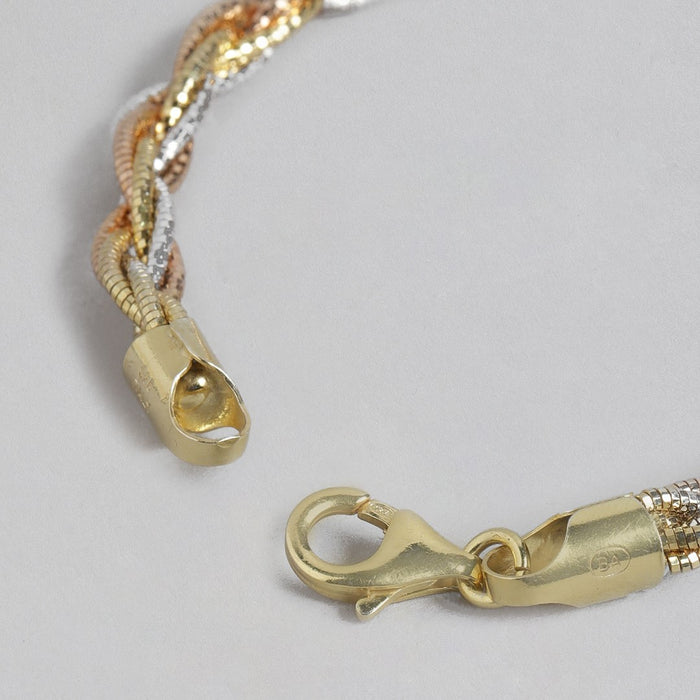 Tricolor Tapestry Triple Tone-Plated Weaved 925 Sterling Silver Bracelet