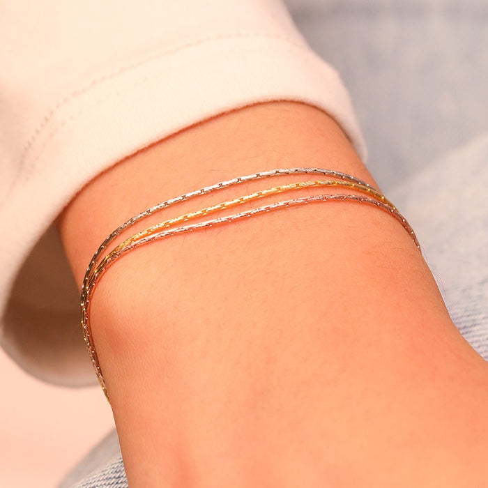 Trinity Elegance Triple Tone Plated 925 Sterling Silver Chain Bracelet