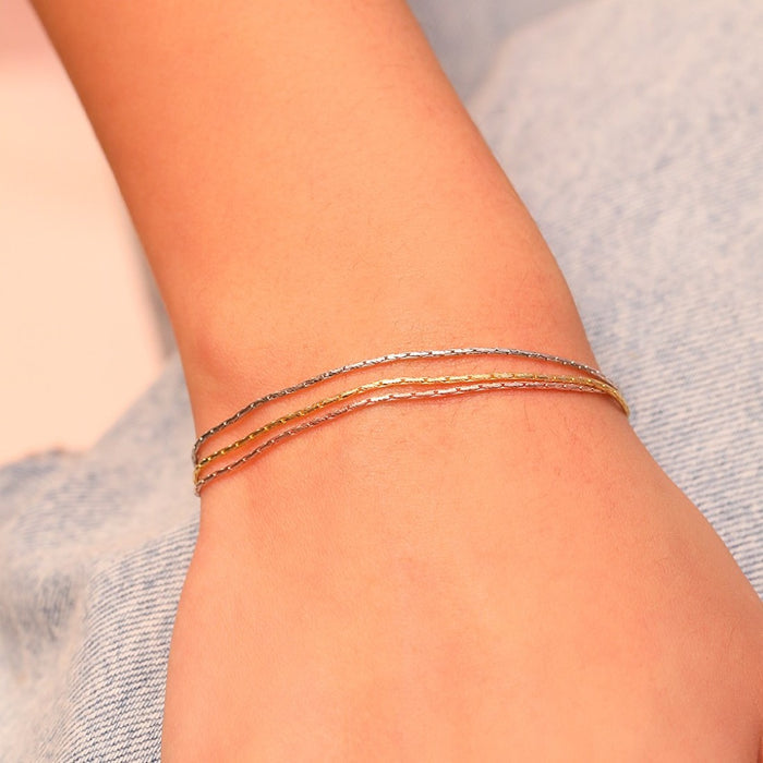 Trinity Elegance Triple Tone Plated 925 Sterling Silver Chain Bracelet