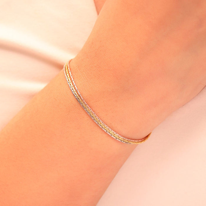 Trinity Elegance Triple Tone Plated 925 Sterling Silver Chain Bracelet