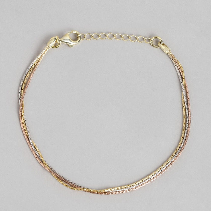 Trinity Elegance Triple Tone Plated 925 Sterling Silver Chain Bracelet