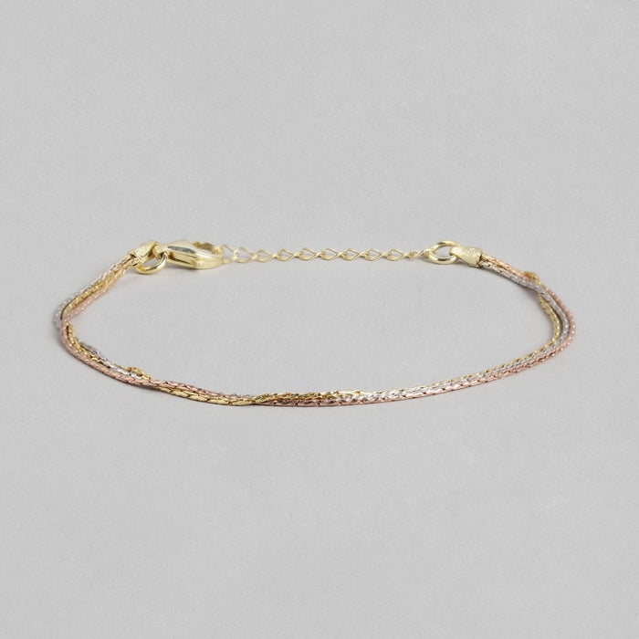 Trinity Elegance Triple Tone Plated 925 Sterling Silver Chain Bracelet