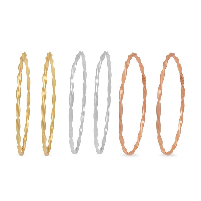 Trinity Harmony 925 Sterling Silver Abstract Combo Bangle Set
