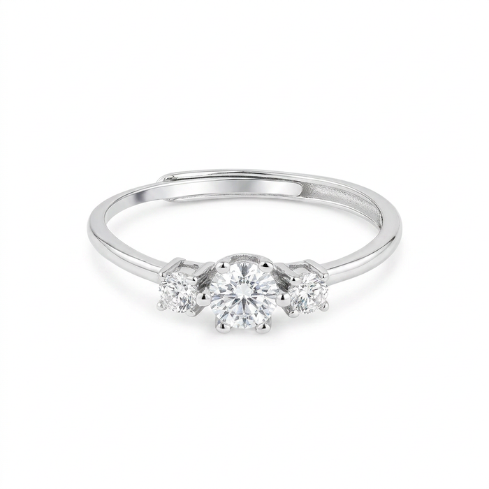 Trinity Spark Rhodium Plated 925 Sterling Silver WomenRing