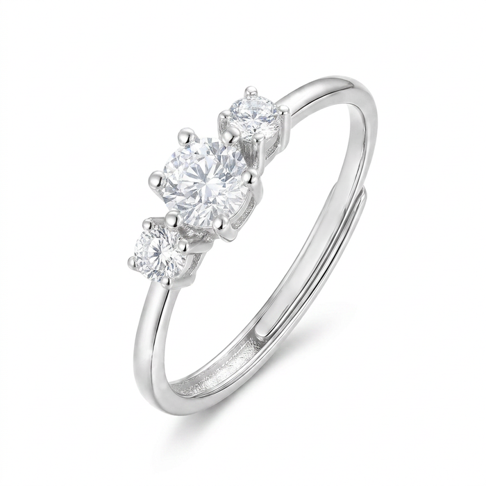 Trinity Spark Rhodium Plated 925 Sterling Silver WomenRing