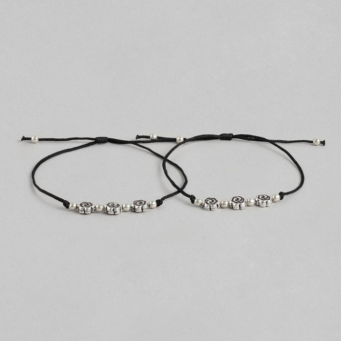 Trio Flower 925 Sterling Silver Thread Anklet