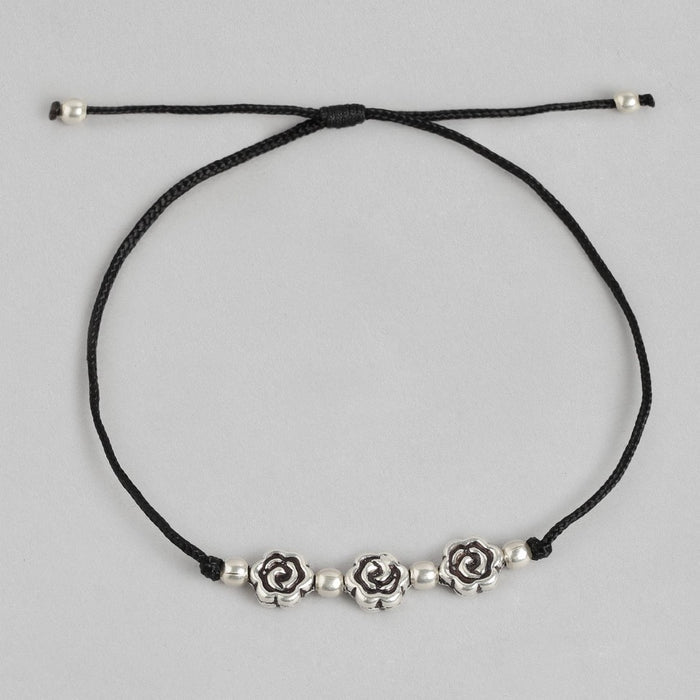 Trio Flower 925 Sterling Silver Thread Anklet
