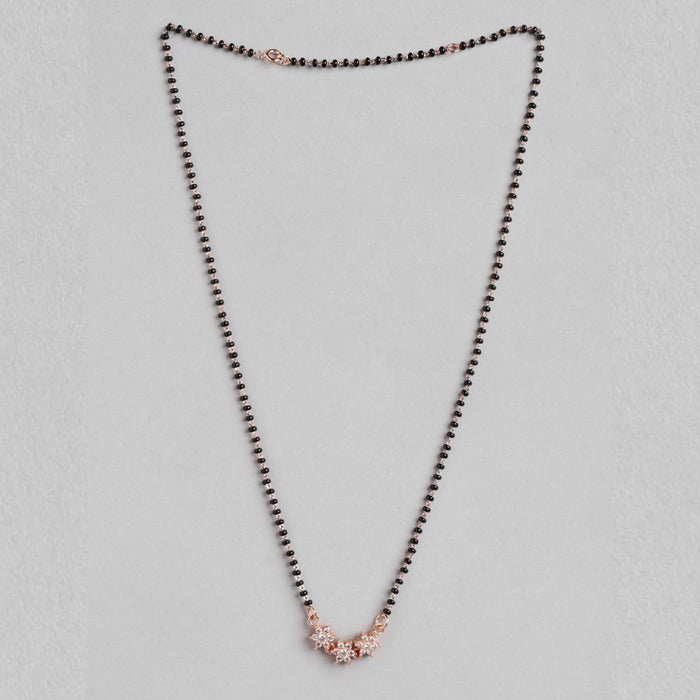 Triple Bloom Radiance Rose Gold-Plated CZ 925 Sterling Silver Mangalsutra