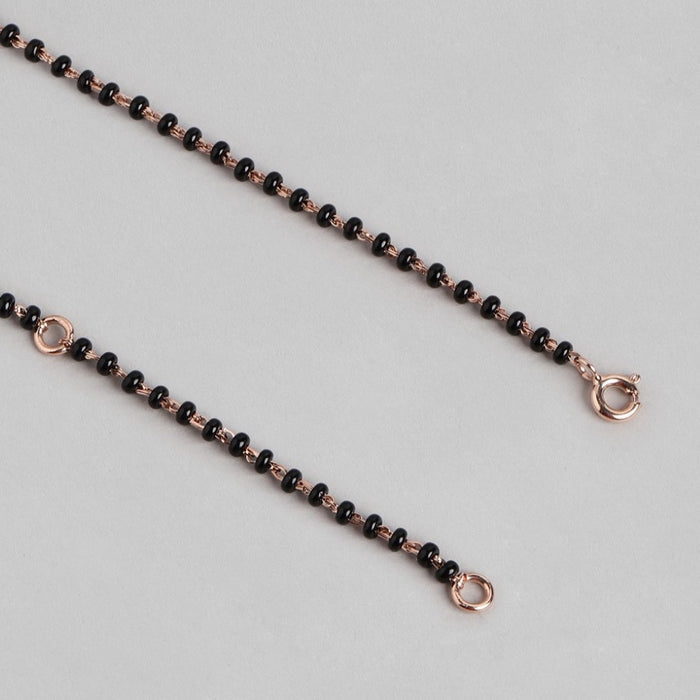 Triple Bloom Radiance Rose Gold-Plated CZ 925 Sterling Silver Mangalsutra