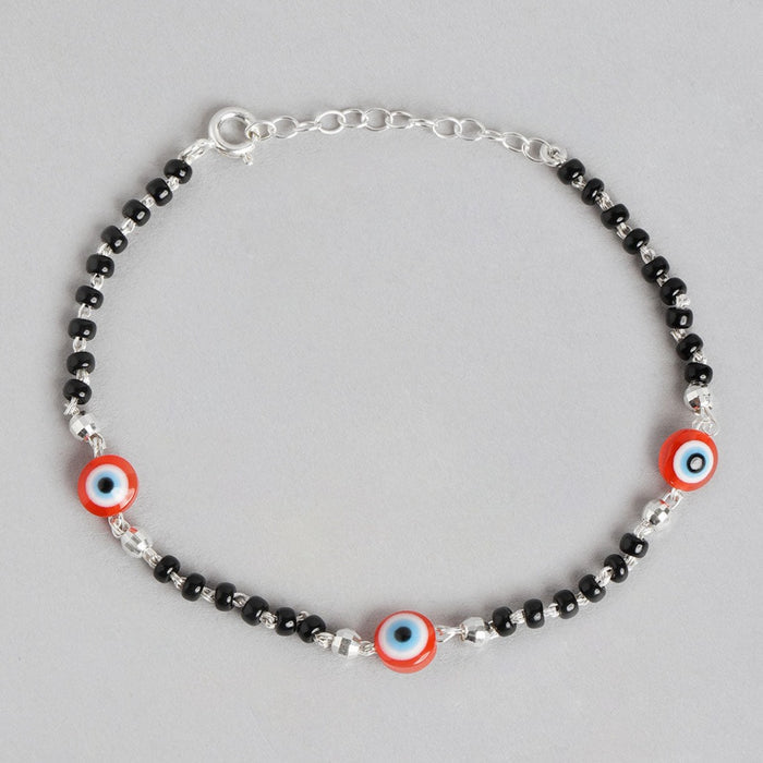 Triple Evil Eye 925 Sterling Silver Beaded Bracelet