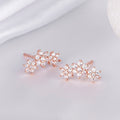 Triple Star CZ Rose Gold Plated 925 Sterling Silver Earrings