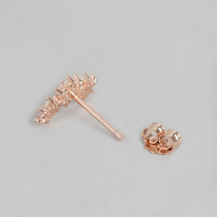 Triple Star CZ Rose Gold Plated 925 Sterling Silver Earrings