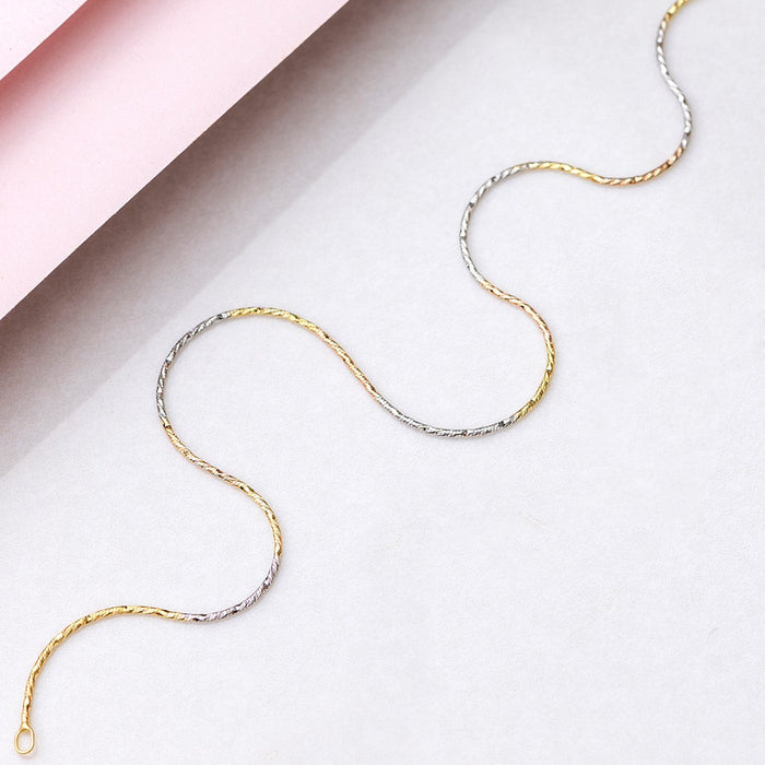 Triple Tone 925 Sterling Silver Anklet