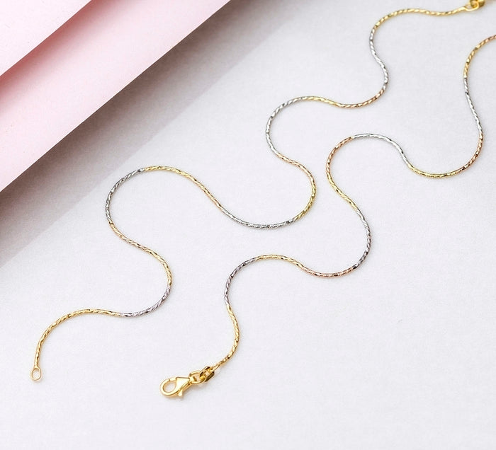 Triple Tone 925 Sterling Silver Anklet
