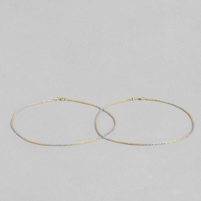 Triple Tone 925 Sterling Silver Anklet