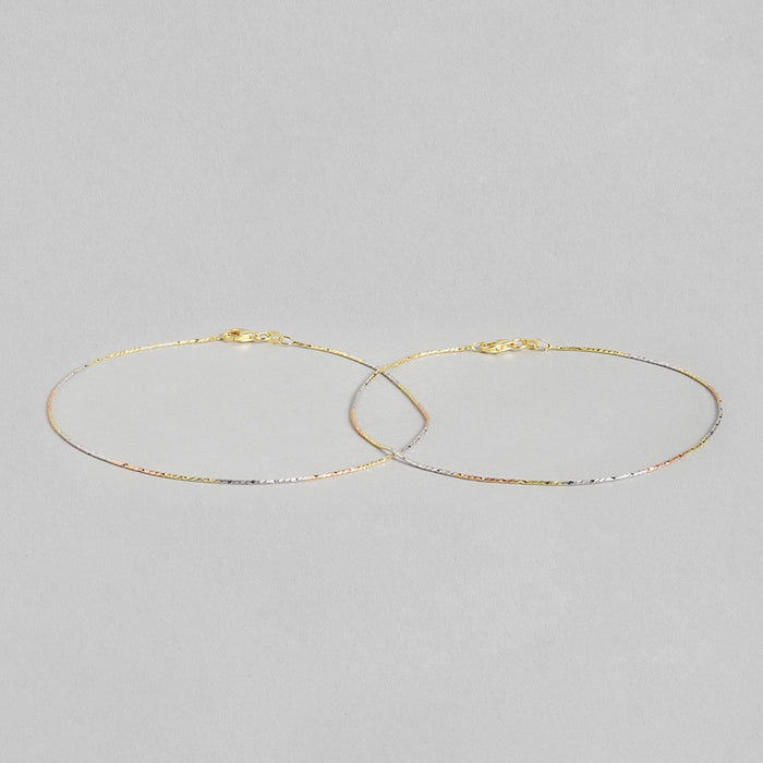 Triple Tone 925 Sterling Silver Anklet