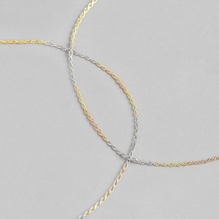 Triple Tone 925 Sterling Silver Anklet