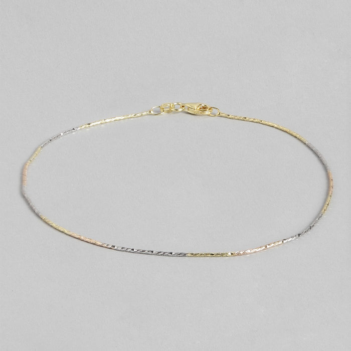 Triple Tone 925 Sterling Silver Anklet