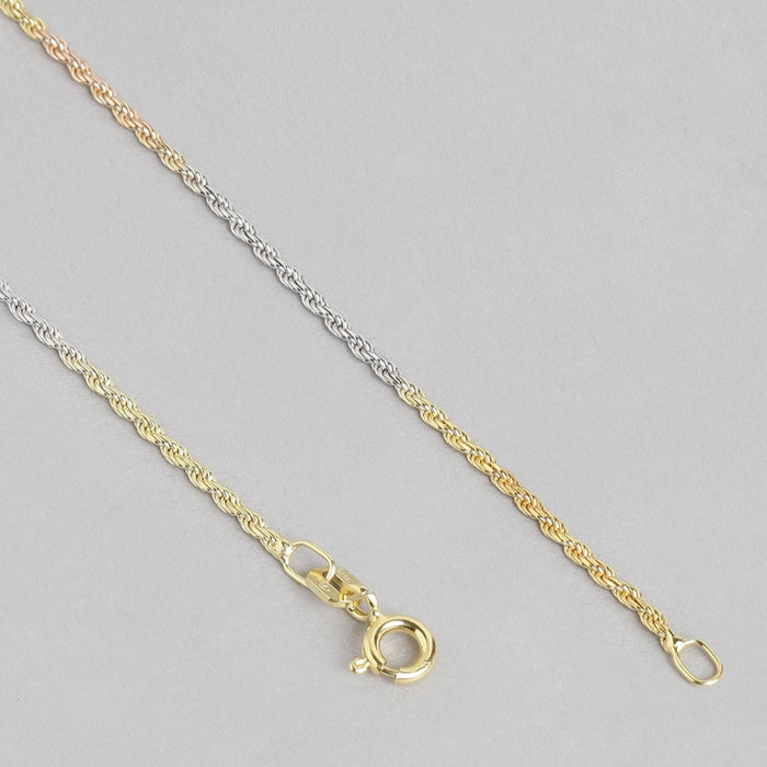 Triple Tone 925 Sterling Silver Anklet