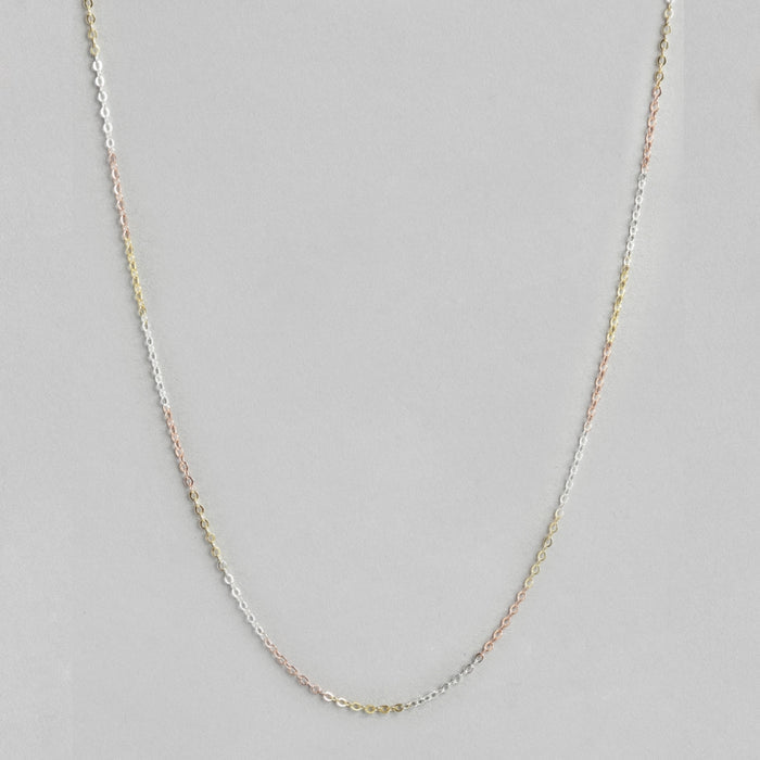 Triple Tone Classic 925 Sterling Silver Cable Chain