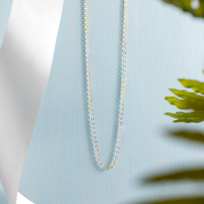 Triple Tone Classic 925 Sterling Silver Cable Chain