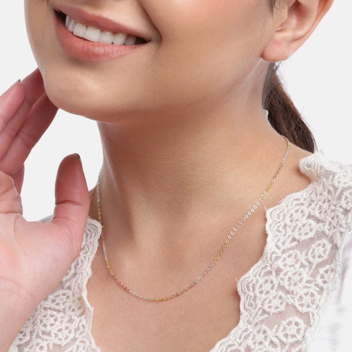 Triple Tone Classic 925 Sterling Silver Cable Chain