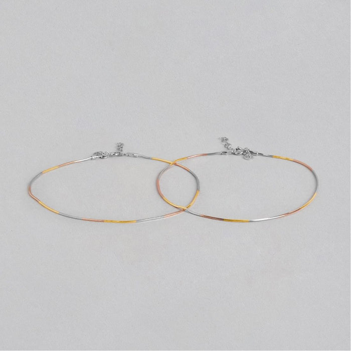Triple Tone Serpent 925 Sterling Silver Anklet