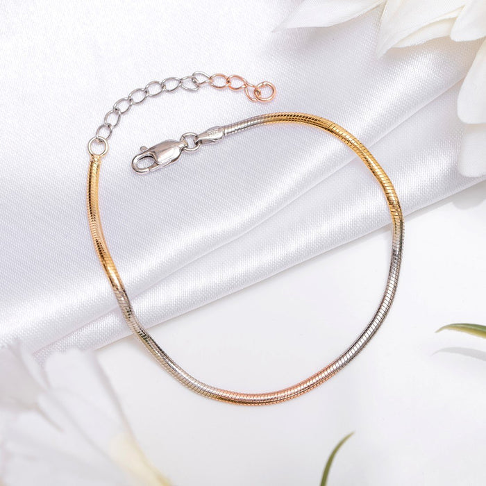 Triple Tone Serpent 925 Sterling Silver Bracelet