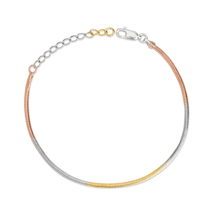 Triple Tone Serpent 925 Sterling Silver Bracelet