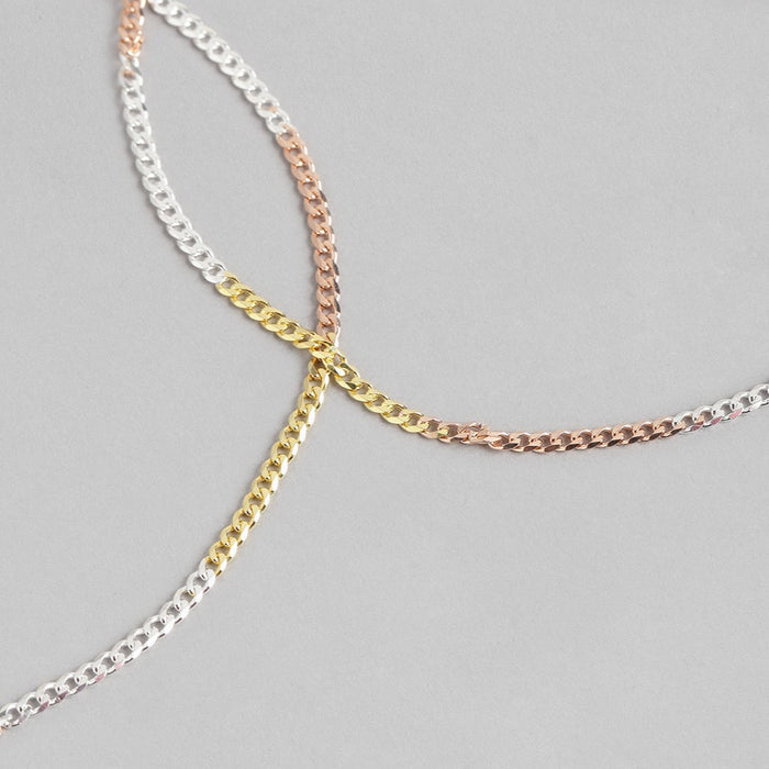 Triple Tone Sleeky 925 Sterling Silver Anklet