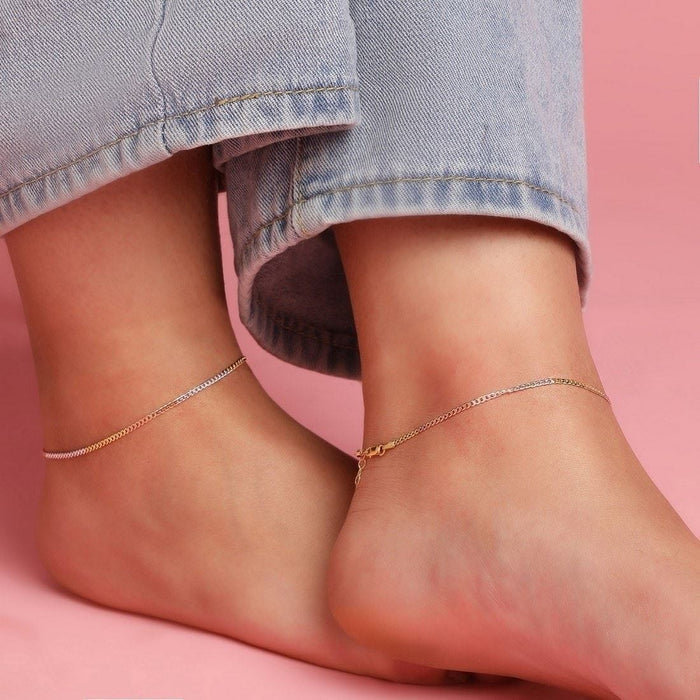 Triple Tone Sleeky 925 Sterling Silver Anklet
