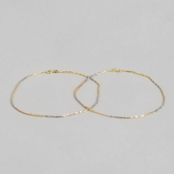 Triple-Tone Weave Chain 925 Sterling Silver Anklet