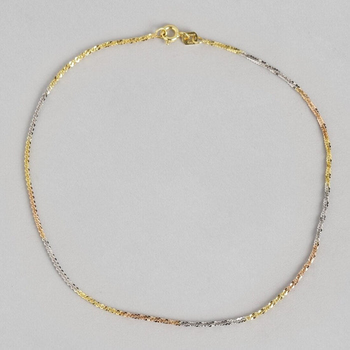 Triple-Tone Weave Chain 925 Sterling Silver Anklet