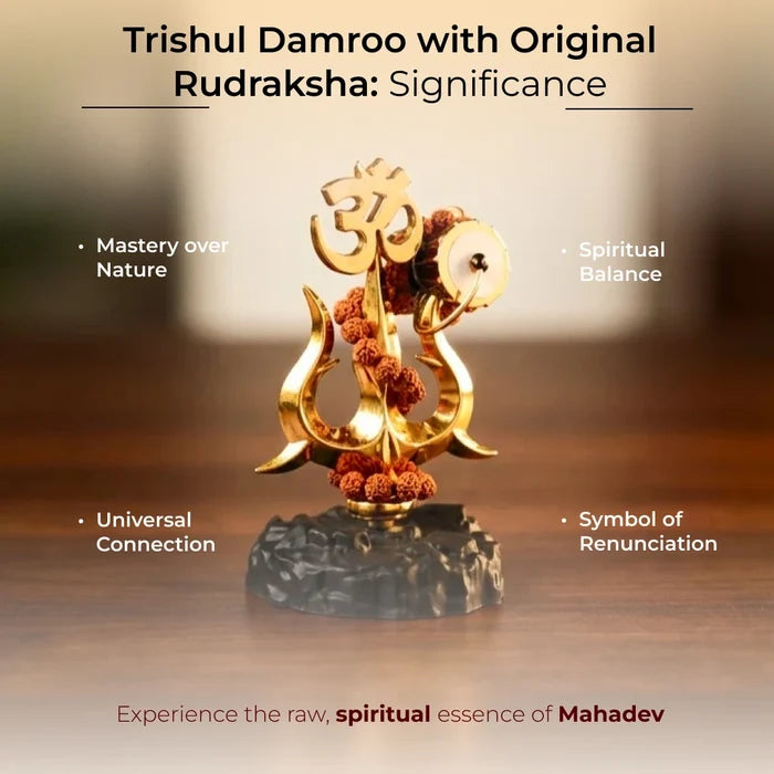 Trishul Damroo with Original Rudraksha - view 2