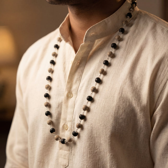 Tulsi Karungali Mala Silver Cap 54 beads
