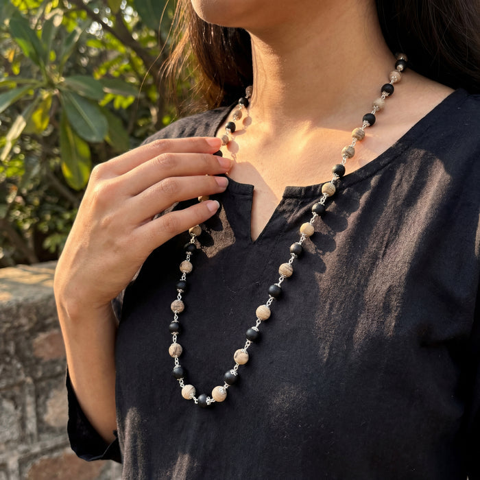 Tulsi Karungali Mala Silver Cap 54 beads - view 2