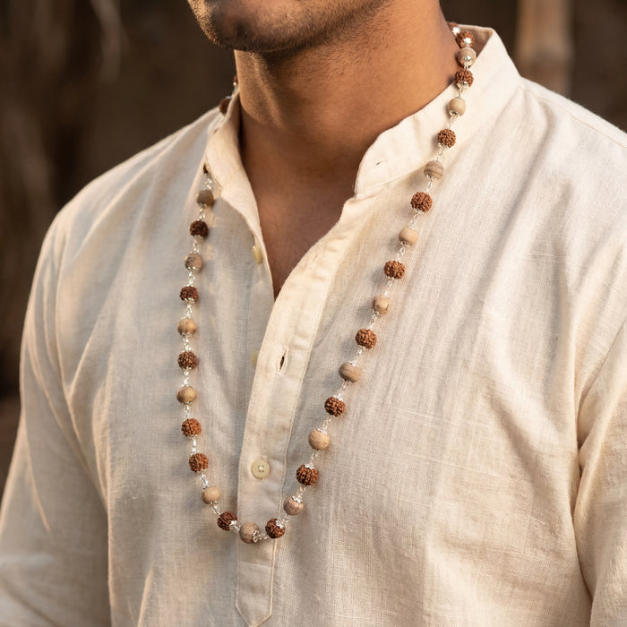 Tulsi Rudraksha Mala Silver Cap 54 beads