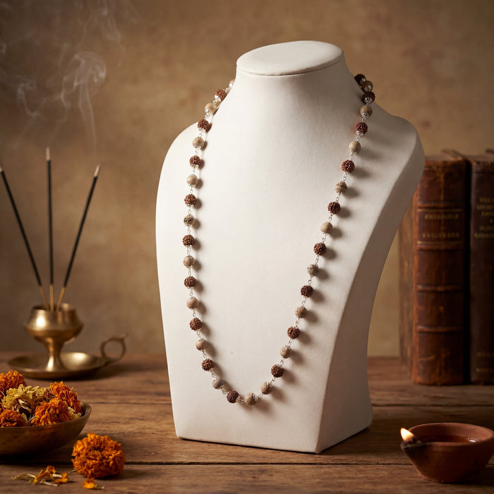 Tulsi Rudraksha Mala Silver Cap 54 beads - view 5
