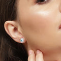 Turkish Evil Eye Rose Gold Stone 925 Silver Earrings